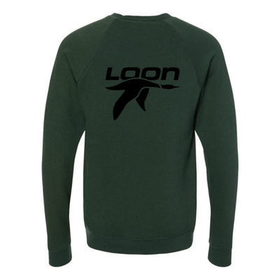 Loon Mountain Adult Crewneck Black Chest and Back Logo Forest