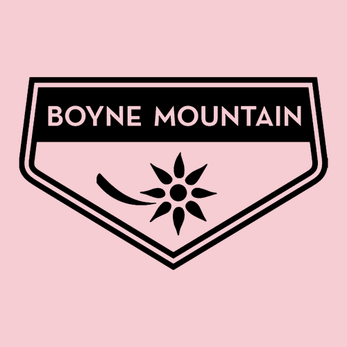 Boyne Mountain Adult T-Shirt Black Chest and Back Logo Light Pink 