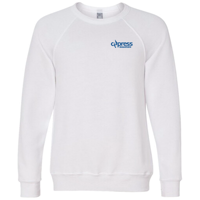 Cypress Adult Crewneck Blue Chest and Back Logo White 