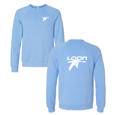Loon Mountain Adult Crewneck White Chest and Back Logo Carolina Blue