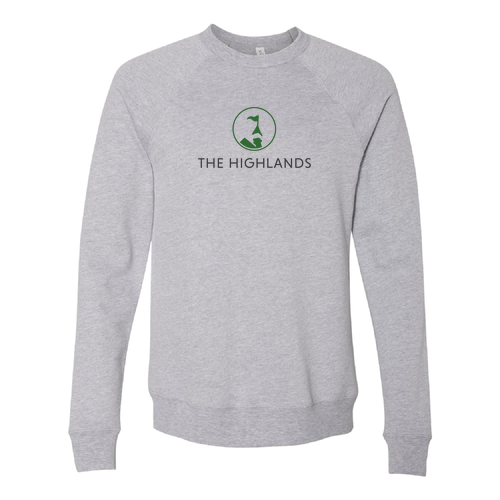 The Highlands Adult Crewneck Full Color Chest Logo Athletic Heather 