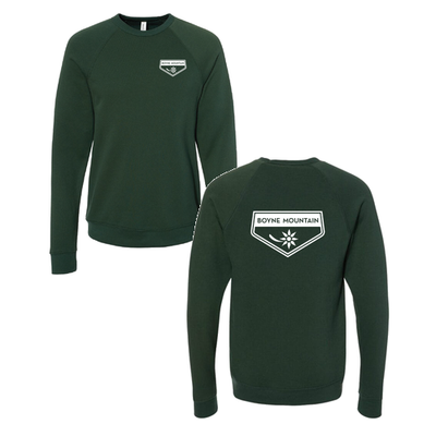 Boyne Mountain Adult Crewneck White Chest and Back Logo Forest 