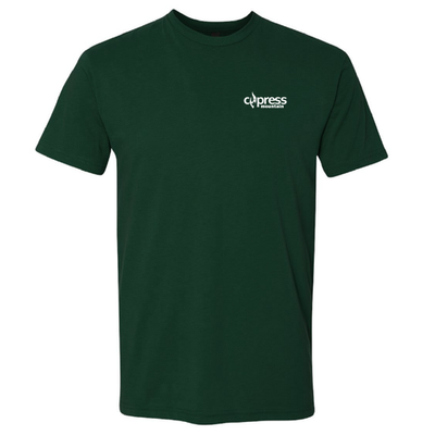 Cypress Adult T-Shirt White Chest and Back Logo Forest 