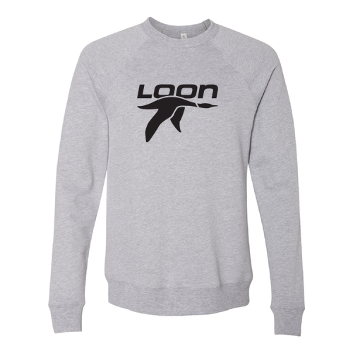 Loon Mountain Adult Crewneck Black Chest Logo Athletic Heather