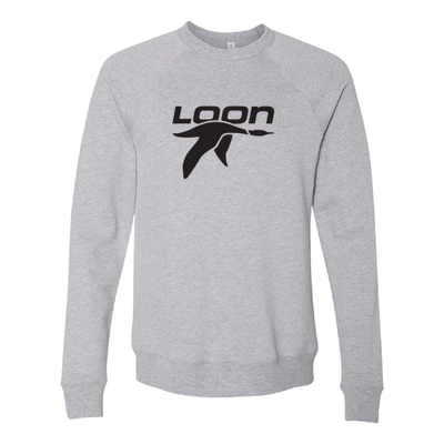 Loon Mountain Adult Crewneck Black Chest Logo Athletic Heather