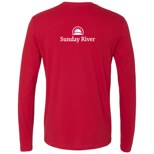 Sunday River Adult Long Sleeve White Chest and Back Logo Red 