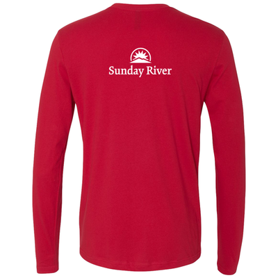 Sunday River Adult Long Sleeve White Chest and Back Logo Red 