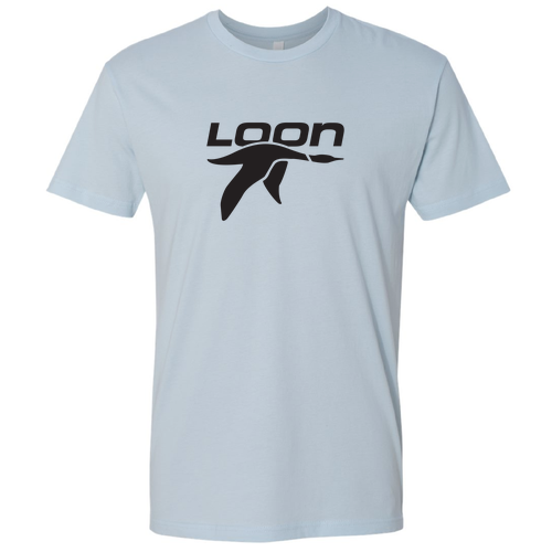 Loon Mountain Adult T-Shirt Black Chest Logo Light Blue
