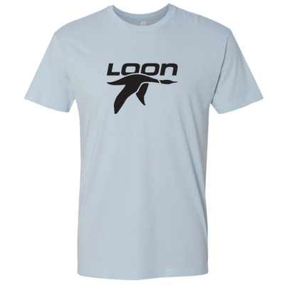 Loon Mountain Adult T-Shirt Black Chest Logo Light Blue