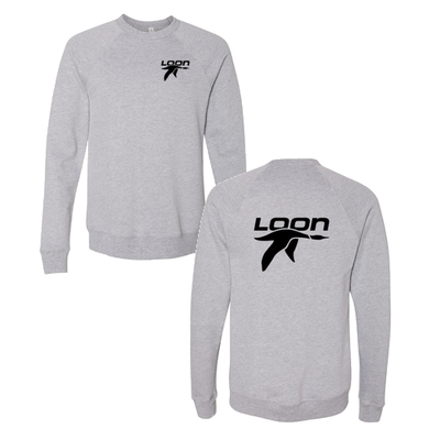 Loon Mountain Adult Crewneck Black Chest and Back Logo Athletic Heather