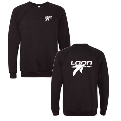 Loon Mountain Adult Crewneck White Chest and Back Logo Black