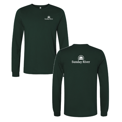 Sunday River Adult Long Sleeve White Chest and Back Logo Forest 
