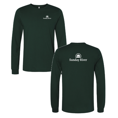 Sunday River Adult Long Sleeve White Chest and Back Logo Forest 