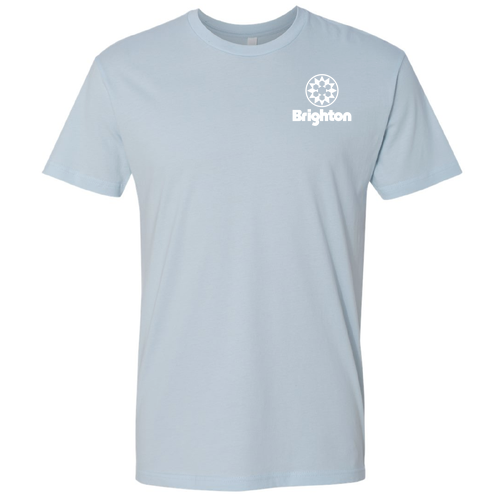Brighton Adult T-Shirt White Chest and Back Logo Light Blue 