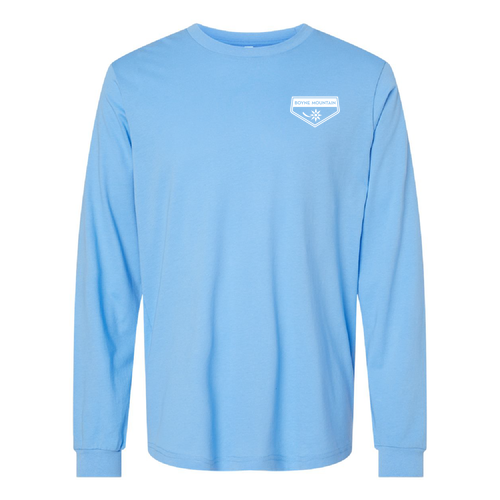 Boyne Mountain Adult Long Sleeve White Chest and Back Logo Carolina Blue 