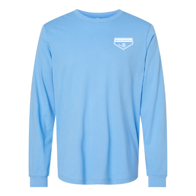 Boyne Mountain Adult Long Sleeve White Chest and Back Logo Carolina Blue 