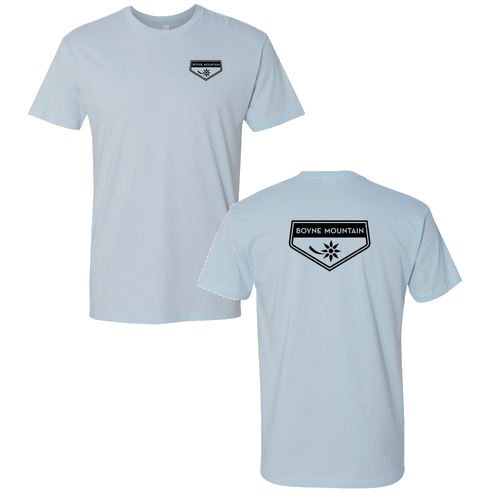 Boyne Mountain Adult T-Shirt Black Chest and Back Logo Light Blue 