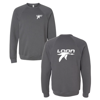 Loon Mountain Adult Crewneck White Chest and Back Logo Asphalt