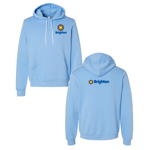 Brighton Adult Hoodie Full Color Chest and Back Logo Carolina Blue 