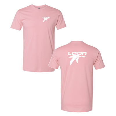 Loon Mountain Adult T-Shirt White Chest and Back Logo Light Pink