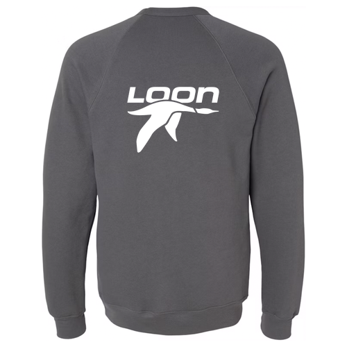 Loon Mountain Adult Crewneck White Chest and Back Logo Asphalt