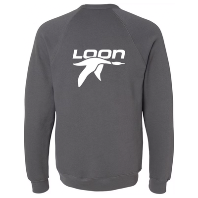 Loon Mountain Adult Crewneck White Chest and Back Logo Asphalt