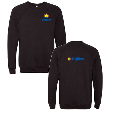 Brighton Adult Crewneck Full Color Chest and Back Logo Black 