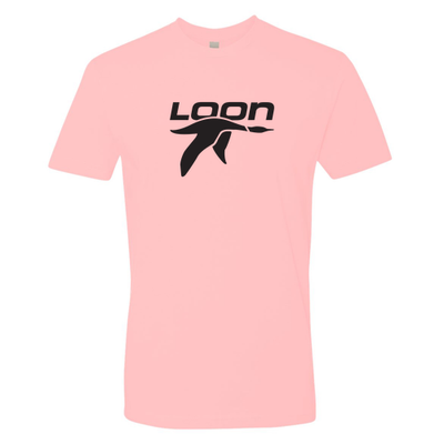 Loon Mountain Adult T-Shirt Black Chest Logo Light Pink