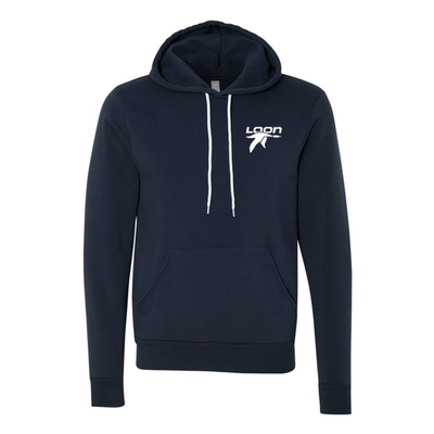 Loon Mountain Adult Hoodie White Chest and Back Logo Navy