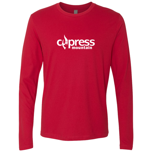 Cypress Adult Long Sleeve White Chest Logo Red 