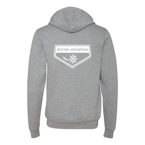 Boyne Mountain Adult Hoodie White Chest and Back Logo Athletic Heather 