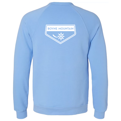 Boyne Mountain Adult Crewneck White Chest and Back Logo Carolina Blue 