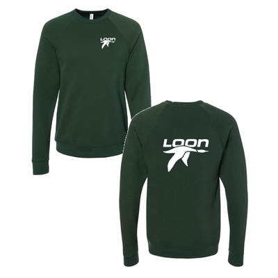 Loon Mountain Adult Crewneck White Chest and Back Logo Forest
