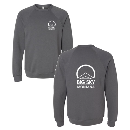 Big Sky Adult Crewneck White Chest and Back Logo Asphalt 