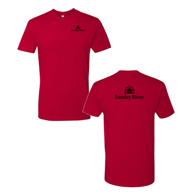Sunday River Adult T-Shirt Black Chest and Back Logo Red 