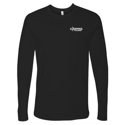 Cypress Adult Long Sleeve White Chest and Back Logo Black 