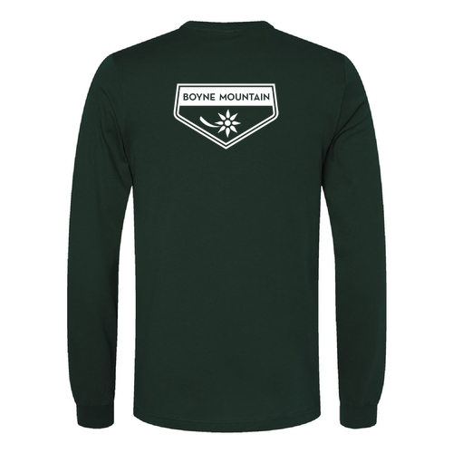 Boyne Mountain Adult Long Sleeve White Chest and Back Logo Forest 