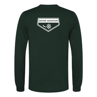 Boyne Mountain Adult Long Sleeve White Chest and Back Logo Forest 