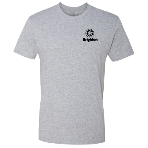 Brighton Adult T-Shirt Black Chest and Back Logo Heather Grey 