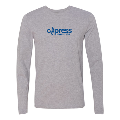 Cypress Adult Long Sleeve Blue Chest Logo Heather Grey 