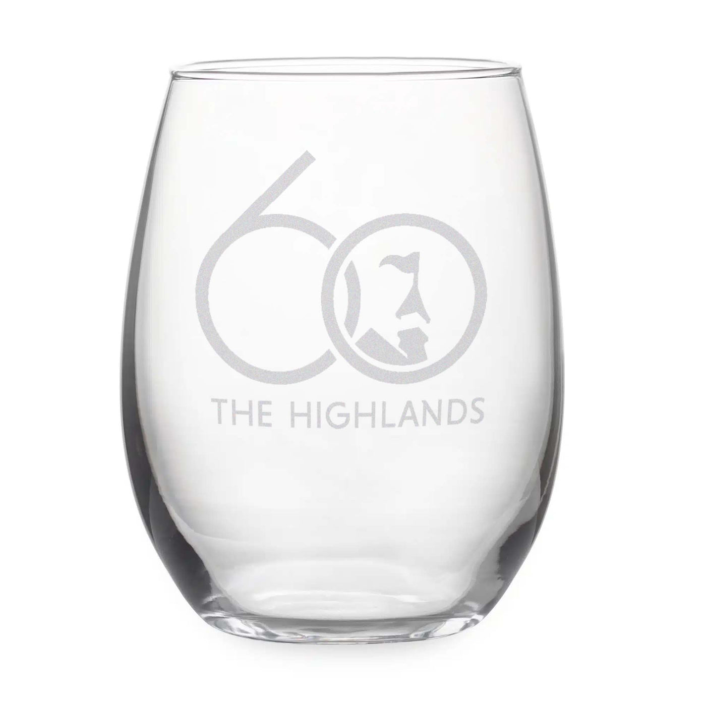 SUSQUEHANNA GLASS HIGH STEMLESS WINE 21OZ 60TH LOGO 