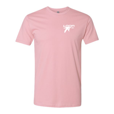 Loon Mountain Adult T-Shirt White Chest and Back Logo Light Pink