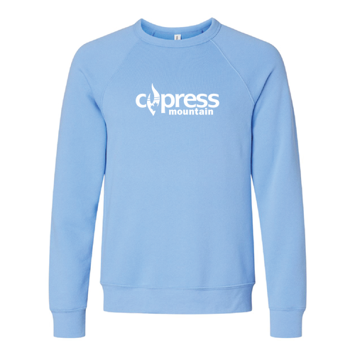 Cypress Adult Crewneck White Chest Logo Carolina Blue 