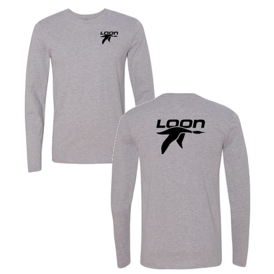 Loon Mountain Adult Long Sleeve Black Chest and Back Logo Heather Grey