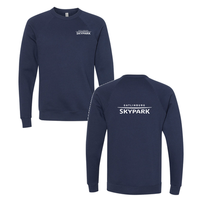 Gatlinburg SkyPark Adult Crewneck White Chest and Back Logo Navy