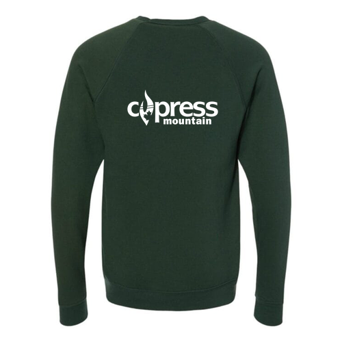 Cypress Adult Crewneck White Chest and Back Logo Forest 