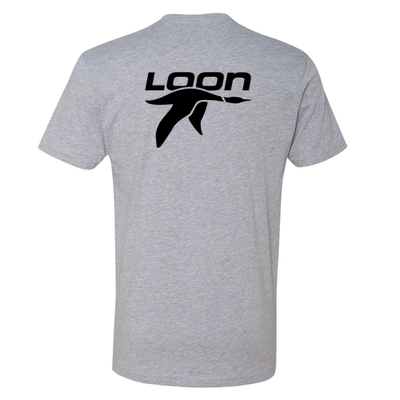 Loon Mountain Adult T-Shirt Black Chest and Back Logo Heather Grey