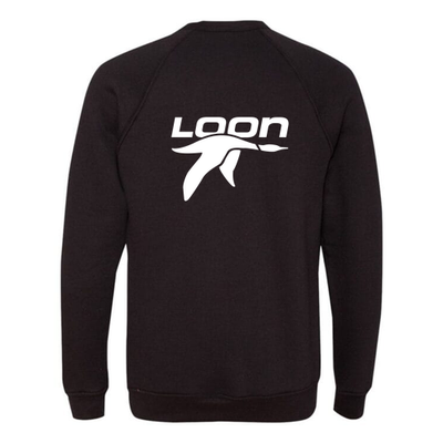 Loon Mountain Adult Crewneck White Chest and Back Logo Black