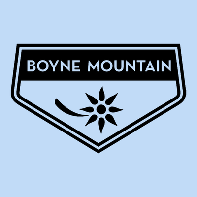 Boyne Mountain Adult T-Shirt Black Chest and Back Logo Light Blue 