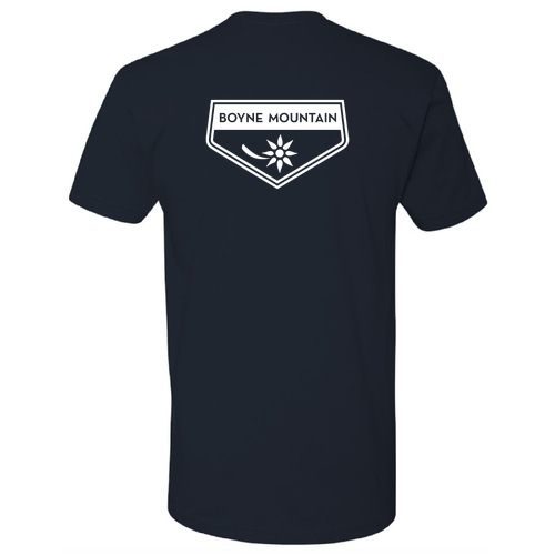 Boyne Mountain Adult T-Shirt White Chest and Back Logo Midnight Navy 